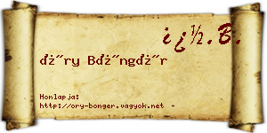 Őry Böngér névjegykártya